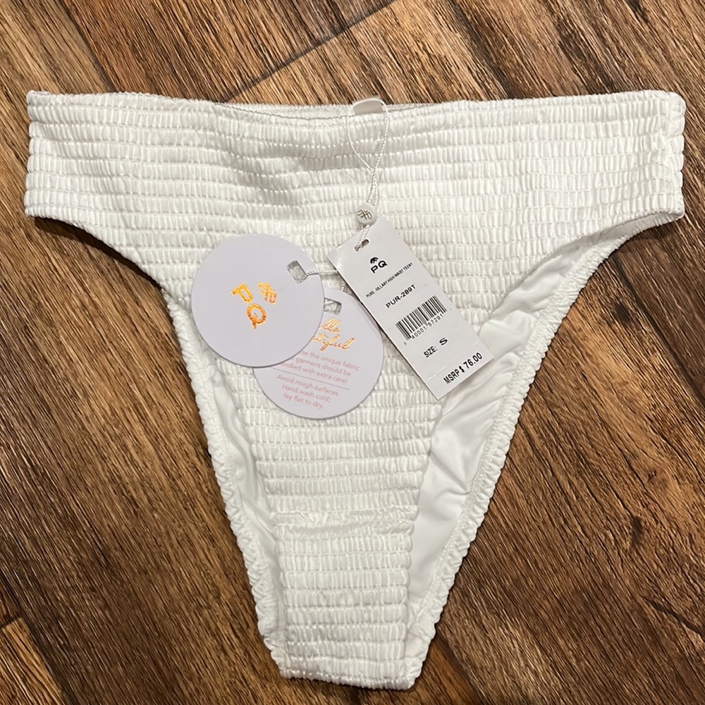 FINAL PRICE NWT Pilyq Hillary High Waist Bikini Bottoms in Pure White Size Small